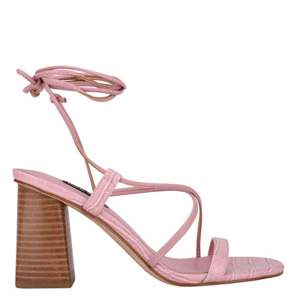 Nine West Young Ankle Wrap Pink Heeled Sandals | South Africa 21L74-5R53